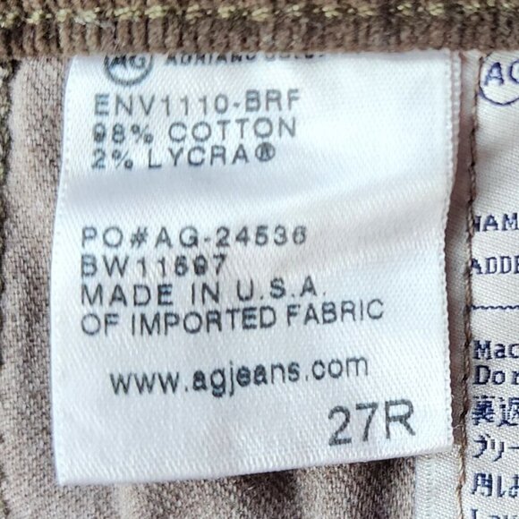 Adriano Goldschmied Calypso St. Barth The Stilt Brown Corduroy Skinny Pants 27R - Picture 7 of 8